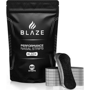 Performance Nose Strips for Breathing (60 Count) - Oil & Sweat Proof Adhesive - Athletic Nasal Strips for Snoring & Sleeping - Black, Wide, Universal Fit, Extra Strength Snoring Solution for Sleep