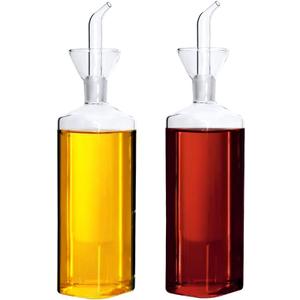 LandHope Oil Bottle Glass Olive Oil Dispenser Bottle Glass Cooking Oil Vinegar Measuring Dispenser with Spout for Kitchen and BBQ (500 ml/17 oz,2 Pack)