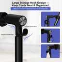 Hair Dryer Stand with 360 Rotating Head, Hands Free, Large Hook,Heavy Duty Base, Adjustable Height, TPU Padded Clip, Aluminum Alloy Holder for Home or Salon (Black)