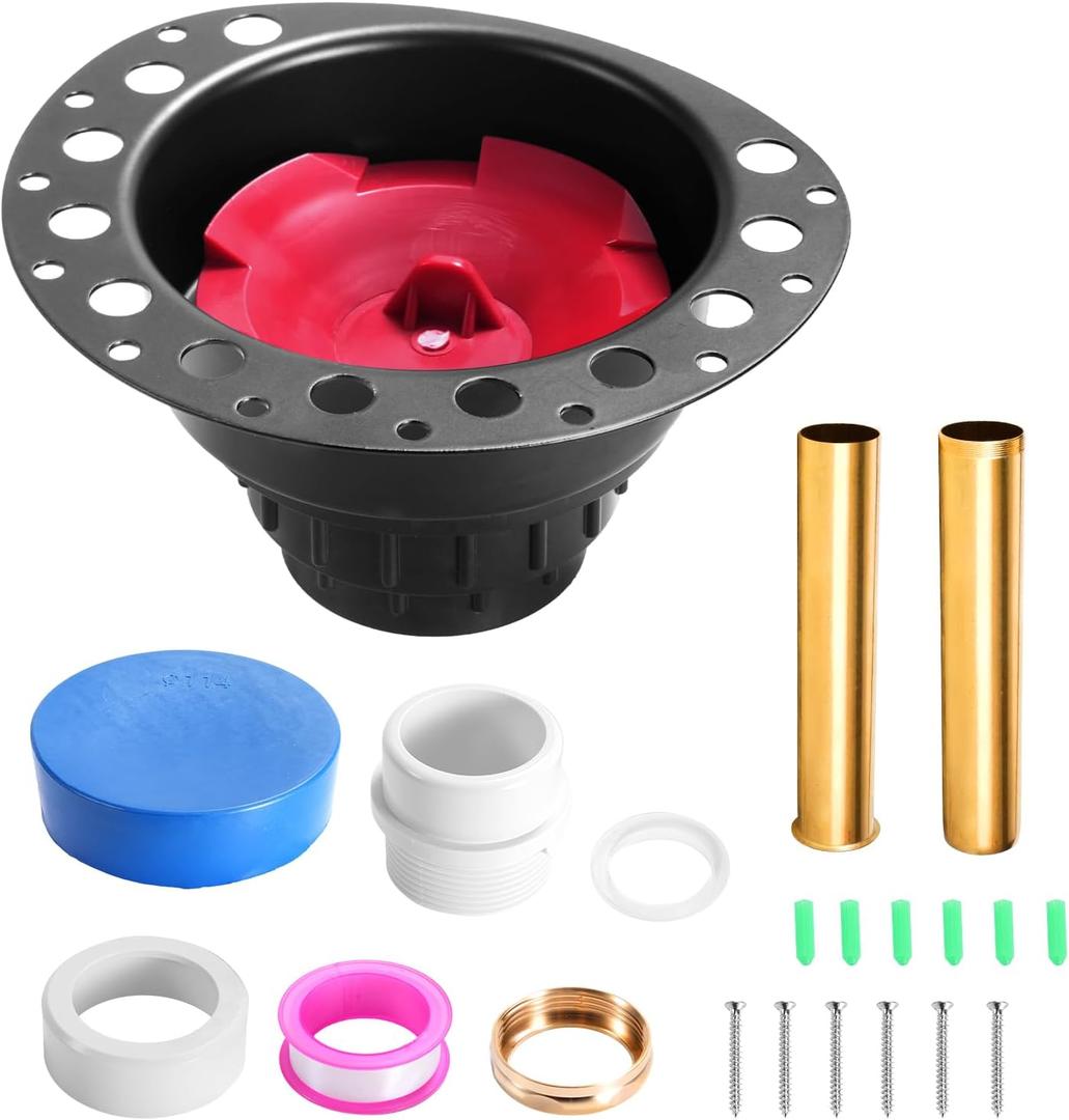 Freestanding Tub Drain Rough-in Kit, Bathtub Drain Kit with PVC Adapter and Brass Tail Pipes, Compatible with Free Standing Bathtubs, Copper Bathtub and Floor Mounted Bathtub