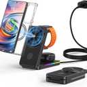 3 in 1 Magnetic Wireless Charger for Samsung, Foldable MagSafe Wireless Charging Station for Samsung Galaxy S25 Ultra/Z Fold7/Flip7/S24, Watch Charger for Galaxy Watch Ultra/8/7/Buds (for Travel) (Black)