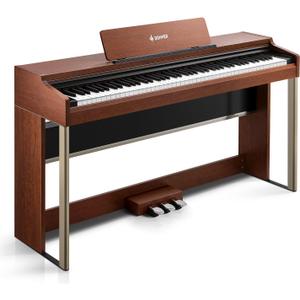 Donner DDP-200 Pro Digital Piano with 88 Key Graded Weighted Keyboard, Premium Piano with 2.4" IPS Screen,Record,Wireless,256 Polyphony, Full Size Piano Keyboard for Beginner, Advanced, Wood Grain
