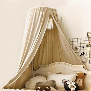 Bunnikins & Clover Bed Canopy for Girls Boys Bedroom Decor, Round Dome Mosquito Net for Baby Crib, Nook Castle Game Tent Nursery Decoration for Child, Play or Reading (Khaki)