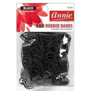 Annie Rubber Bands Asst Size 500Ct Black, Set of 4