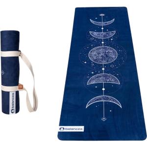 Yoga Mat With Strap 5mm Non Slip Suede & TPE - Eco-Friendly Fitness & Exercise Mat for Home Gym, Pilates, Hot Yoga, and Meditation - Lightweight Durable 72 x 24 inch Workout Mat for Women, Men
