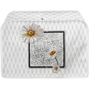 Daisy Print 4 Slice Toaster Covers White, Anti-Sputtering Bread Toaster Cover, Small Washable Kitchen Appliance Protector, Keep from Dust Fingerprint