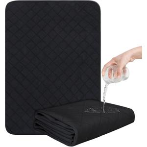 Washable Incontinence Bed Pads, Reusable Underpads for Kids, Adults, Elderly, Hospitals & Pets, Waterproof Bed Protector Pad for Bed, Sofa, Floor, Super Absorbent Bed Pad 34" x 52"- Black