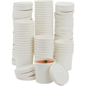 Juvale Sustainable Greetings 50-Pack 12 oz Disposable Soup Containers with Lids - To Go Paper Bowls for Food, Chili Cups, Ice Cream (White, 3.5x3.6 Inch) - Soup Bowls - Ice Cream Containers