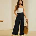 FireSwan Women's Wide Leg Work Pants High Elastic Waist Dress Palazzo Pants Trousers with Zipper Pockets