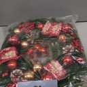 Quntis Lighted Christmas Wreath Front Door - 16'' Reindeer Winter Wreath with 8 Modes Timer, Red Gold Balls, Snowflakes, Pine Cones, Berries for Indoor Outdoor Holiday Windows Fireplace Mantel Porch