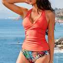 SUUKSESS Women Sexy Halter Tankini Bathing Suits Slimming Tummy Control High Waisted Swimsuits 2 Piece (M)