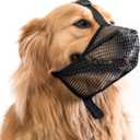 Dog Muzzle with Breathable Mesh for Small Medium Large Breeds - Allows Panting and Drinking, Won't Rub Nose(L,Black)