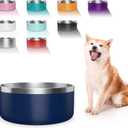 Dog Bowl, Stainless Steel Dog Food and Water Bowl with Non Slip Quiet Bottom, Easy to Clean, Dishwasher Safe, 64oz, Blue