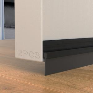 2 Pack Door Draft Stopper, Cuttable Weather Stripping Door Seal 39 Length, Strong Adhesive Aluminum Door Sweep for Exterior and Interior Doors (Black, 39 Inch)