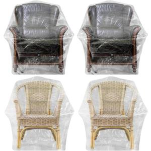 Abbylike 4 Pcs Plastic Furniture Covers Extra Large Recliner Armchair Patio Chair Covers Clear 65 x 42 x 34 Inch Waterproof Dust Proof Swivel Lounge Rocking Chair Protectors for Moving Storage
