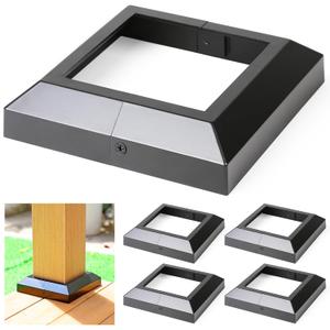 4 pcs 5.5"x5.5" Aluminum Deck Post Base Cover, for Deck railings, Stairs, Patios, Porches Split Deck Post Skirt (Black)