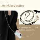 Fashion Black Pearl Cell Phone with Lanyard Pearl Clip Design,Beach Vacation Essentials,Fashionable Cell Phone Chain and Purse Straps Replacement Crossbody