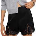 Women Satin Micro Shorts Lace Trim Low Rise Pajama Mini Bottoms Y2k Silk Lounge Sleep Pj Short Pants (Small)