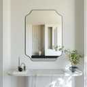 Koonmi Black Vanity Wall Mirror, 20"x32" Bathroom Mirrors for Over Sink, Shatterproof, Octagon Mirror Wall Mount Mirrors for Bedroom, Living Room, Entryway, Modern Decorative