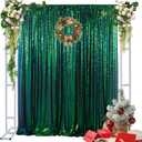 DUOBAO Iridescent Green Sequin-Backdrop-Curtain 1 Panel 10FTx10FT Colorful Green Sequin Backdrop 120-Inches for Photography Wedding Glitter Graduation Photo Backdrop
