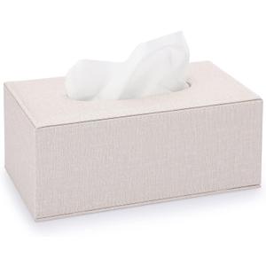 Sumnacon Tissue Box Cover Rectangle Linen Tissue Box,Stylish Tissue Box Holder with Magnetic Bottom,Decorative Tissue Cover for Bathroom Toilet Bedroom Living Room Table Desk Office, Beige (Medium)