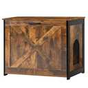 Dwanton Cat Litter Box Furniture Hidden, Cat Litter Box Enclosure, Reversible Entrance Can Be on Left or Right Side, Indoor Cabinet, Wooden Washroom, End Table, Nightstand, Rustic Brown, 27.6" L