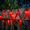 35 LED Red Chili Pepper Christmas Lights, 13.6Ft Outdoor String Lights with Warm White Bulbs, Plug in Fairy Lights for Indoor Party Kitchen Patio Garden Decor, Cook Off Decorations for Cinco De Mayo