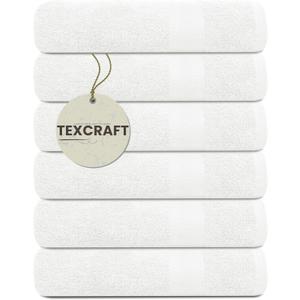 Large Bath Towels Set of 6  100% Cotton Terry  24" x 50"  Quick Dry, Soft & Highly Absorbent  White Towels for Bathroom, Gym, Spa, Pool & Daily Use