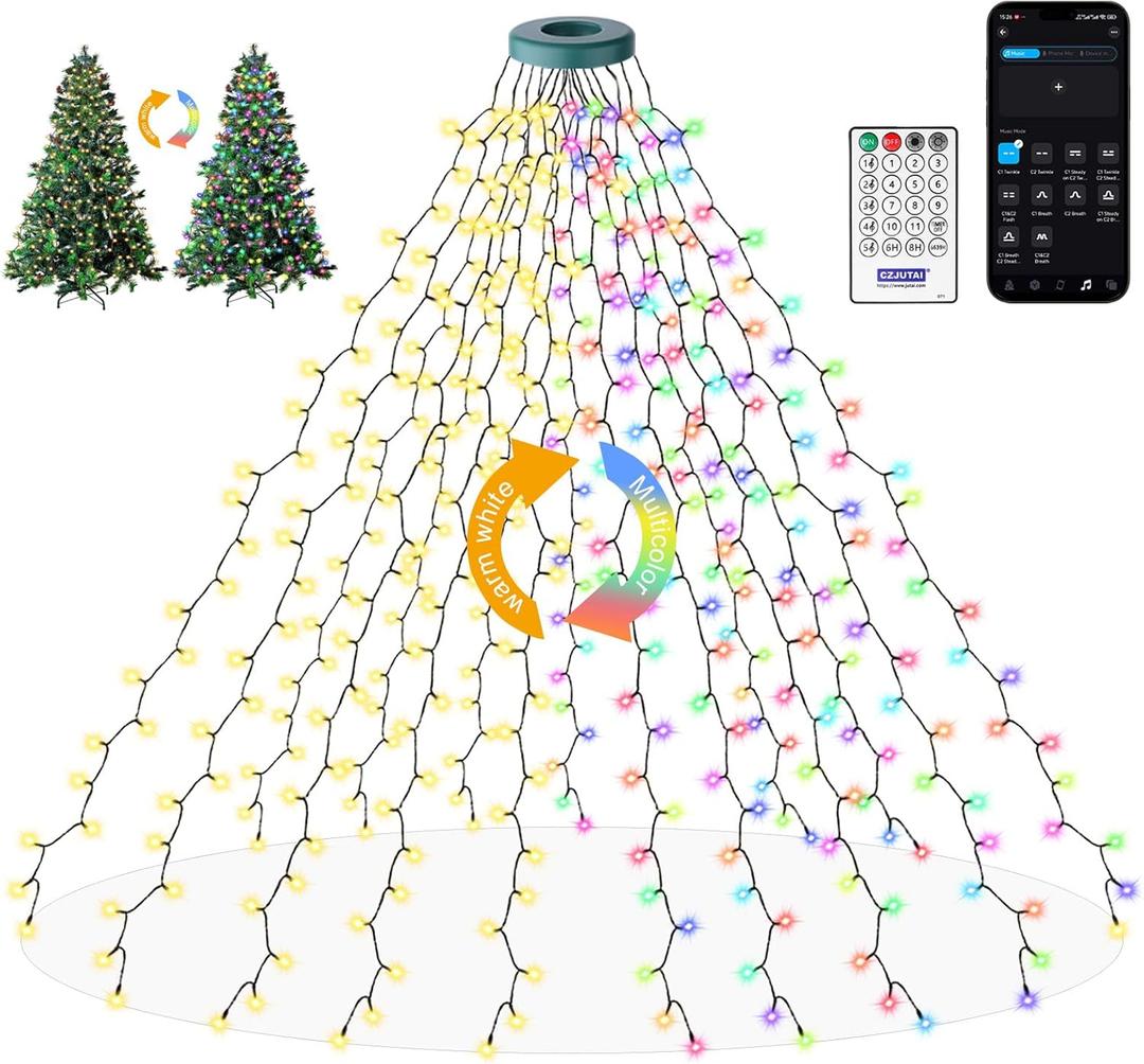 400 LEDs Christmas Tree Lights,LED Christmas Lights with 17 Light Modes ,Timer& Memory Function,Remote & APP Control,16 Strands 6.6FT String Light for Wedding,Home Party,Xmas Tree Decor,Multicolor