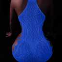 Women's Lingerie Sexy Fishnet Minin Dress Glow in the Dark Lingerie DIY Babydoll Halter Chemise Valentine's Day (Black)