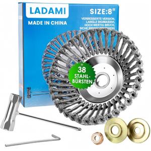Wire Brush Weed Trimmer Head,Latest Upgrade 2025,8 inch Rotary Weed Eater Head,Suitable for Lawn Mower,Gardening Mower, Moss, Grass, Rust Removal,Etc(8 inch 38 Shares)