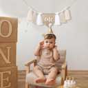 HGFC White 1st Birthday High Chair Banner - Wood Bead Tassel Garland - Pure Angel 1st Birthday Photo Backdrop - Wall Hangings Decorative For Kids