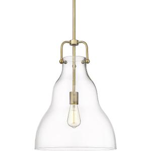 Innovations 494-1S-BB-G592-14 Transitional One Light Pendant from Haverhill Collection in Brass Finish,