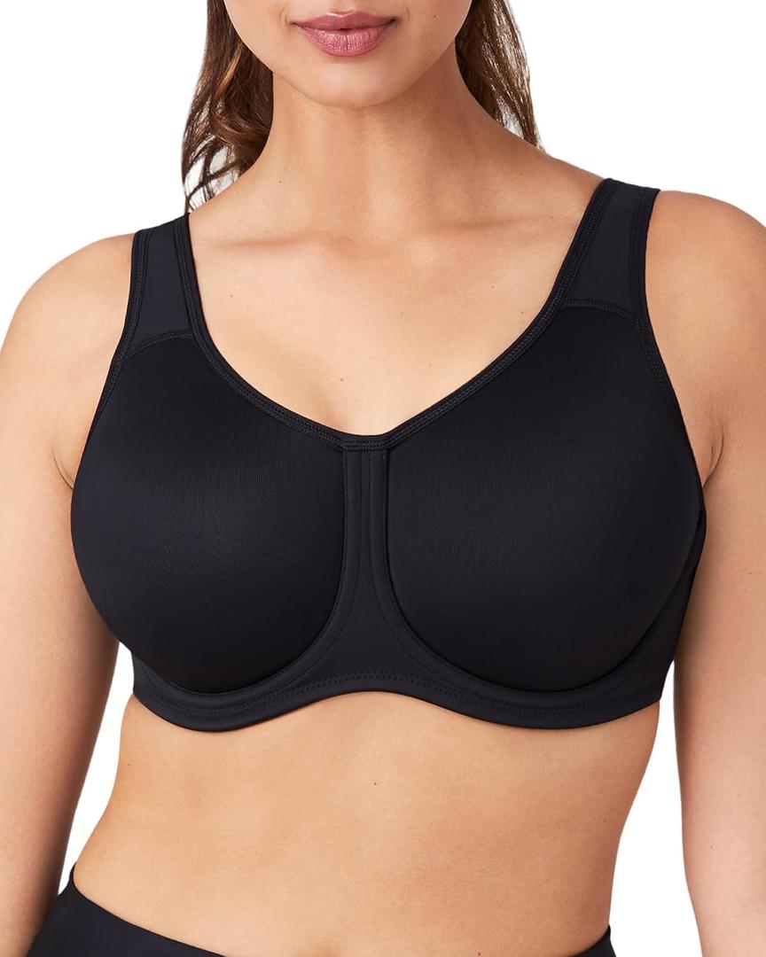 Wacoal Women's Simone Sport Unlined Full Coverage Underwire Sports Bra, 855170 (Black, 36DDD)