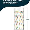 Libbey Vintage Dots Drinking Glasses Set of 4, Colorful, Retro Polka Dot Design Glass Cups Set, Dishwasher Safe Water Glasses Set for Beverages