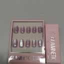 Glamnetic Press On Nails - Oyster Fake Nails | Short Oval Cat Eye Fake Nails with a Velvet Pearlescent Finish, Salon Quality Summer Nails | 15 Sizes - 30 Nail Kit with Glue
