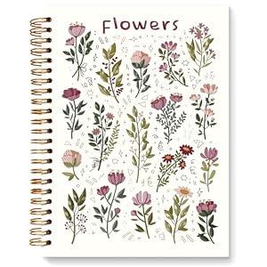 JXREQ Floral Flowers Botanical Notebook Journal for Women Journaling Notebooks for Note Taking Study, Wildflower Journals Diary for Women, Spiral Notebooks 5.5x8.3