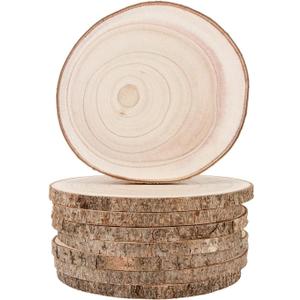 Maputune 8 Pcs 7-8 in Large Unfinished Wood Slices for Centerpieces, Natural Rustic Wooden Plate for DIY Craft, Round Wood Chips for Signage Painting Wedding Party Christmas Decor