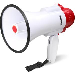 30 Watt Megaphone Bullhorn With Siren & Music, Lightweight Mini Bull Horn With Loud Speaker & Volume Control, 800 Yard Voice Range Mega Phone, Cheering Gifts for Kids & Adults Ages 14 15 16+ Years Old