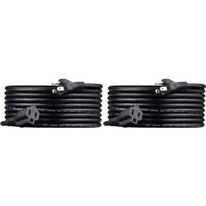Amazon Basics Extension Cord, 13 Amps, 125V, 15 Foot, Black - Pack of 2