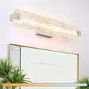 Brushed Nickel LED Bathroom Vanity Light, 24.4 Inch 15W Modern Dimmable Bathroom Light Fixture Over Mirror, Crystal Bar Wall Sconce Lighting for Bath, 3CCT, OS-MM5001-3BN, 24.4" L, 15 Watts