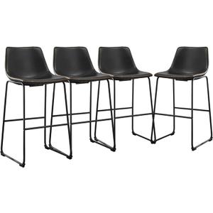 DUMOS 30 Inch Counter Height Bar Stools Set of 2, Modern Faux Leather High Barstools with Back and Metal Leg, Bar Chairs for Kitchen lsland, Black (4 Pcs 30 In)