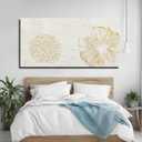 VAYIMDH White Wall Art Floral Paintings Hand Drawn Wall Decor Gold Arts Pictures 29"x58" Artwork for Living Room Dinning Room
