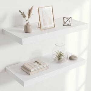 Acovy 10" Extra Deep Floating Shelves for Wall, 24" Long Wood Wall Shelves Set of 2 for Bathroom Bedroom Kitchen Living Room Laundry Room, Modern Floating Shelf for Home Decor