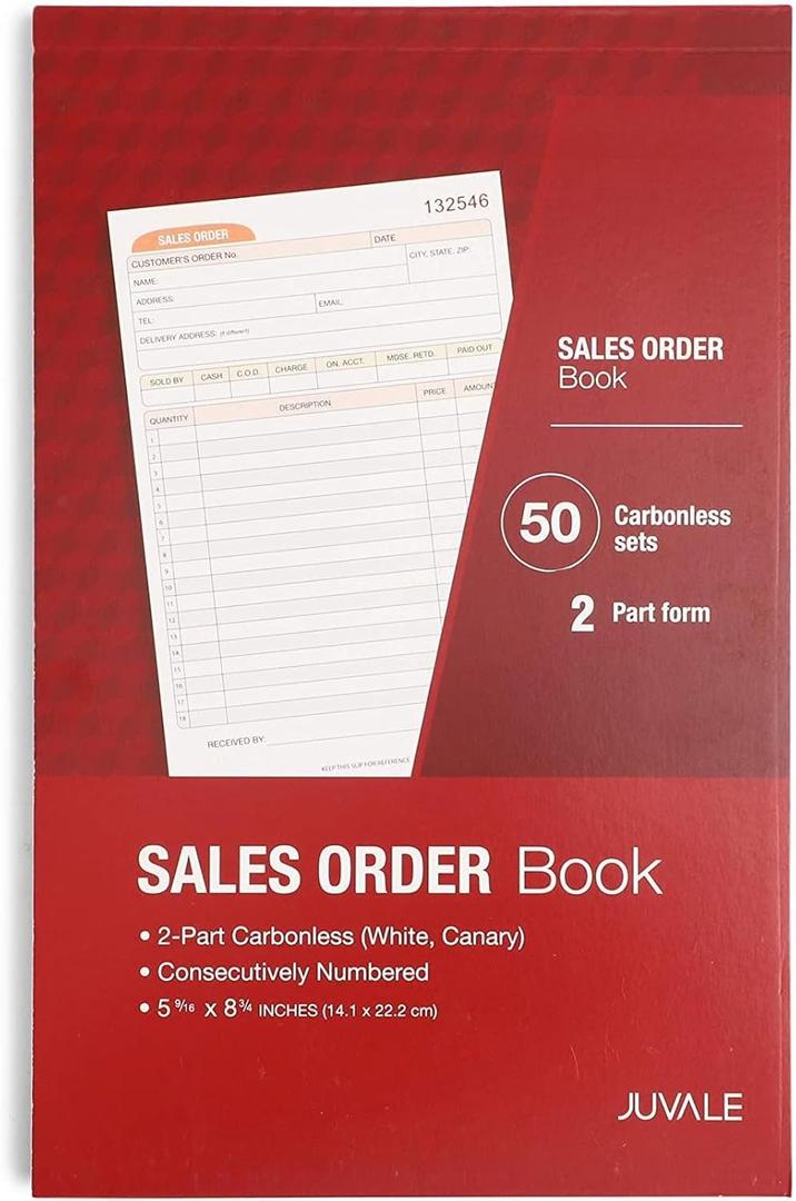 Juvale Invoice Book, 2 Part Carbonless Red, 50 Sets