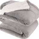 NANPIPER King Size Sherpa Blanket, Soft Fleece Throw for Bed, Reversible Thick Fuzzy Blanket for Winter (Light Grey, 90x108 inches)