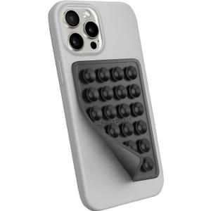 Suction Phone Case Mount, Sillicon Adhesive Phone Accessory for iPhone and Android, Hands-Free Fidget Toy Mirror Shower Phone Holder, Tiktok Videos and Selfies (Black)