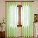 Pinch Pleated Sheer Curtains 84 Inch Length, Semi Voile Sheer Curtains for Bedroom Living Room Pinch Pleated Soft Touch Light Filtering Drapes(Reed Green, 42 W x 84 L, 2 Panels)