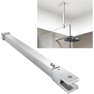 Shower Door Rod, 18 1/5"(462mm)-31 7/10"(805mm) Length Stainless Steel Ceiling-to-Glass Support Bar, for 5/16"(8mm) to 3/8"(10mm) Thick Frameless Glass Door, Chrome Bracket