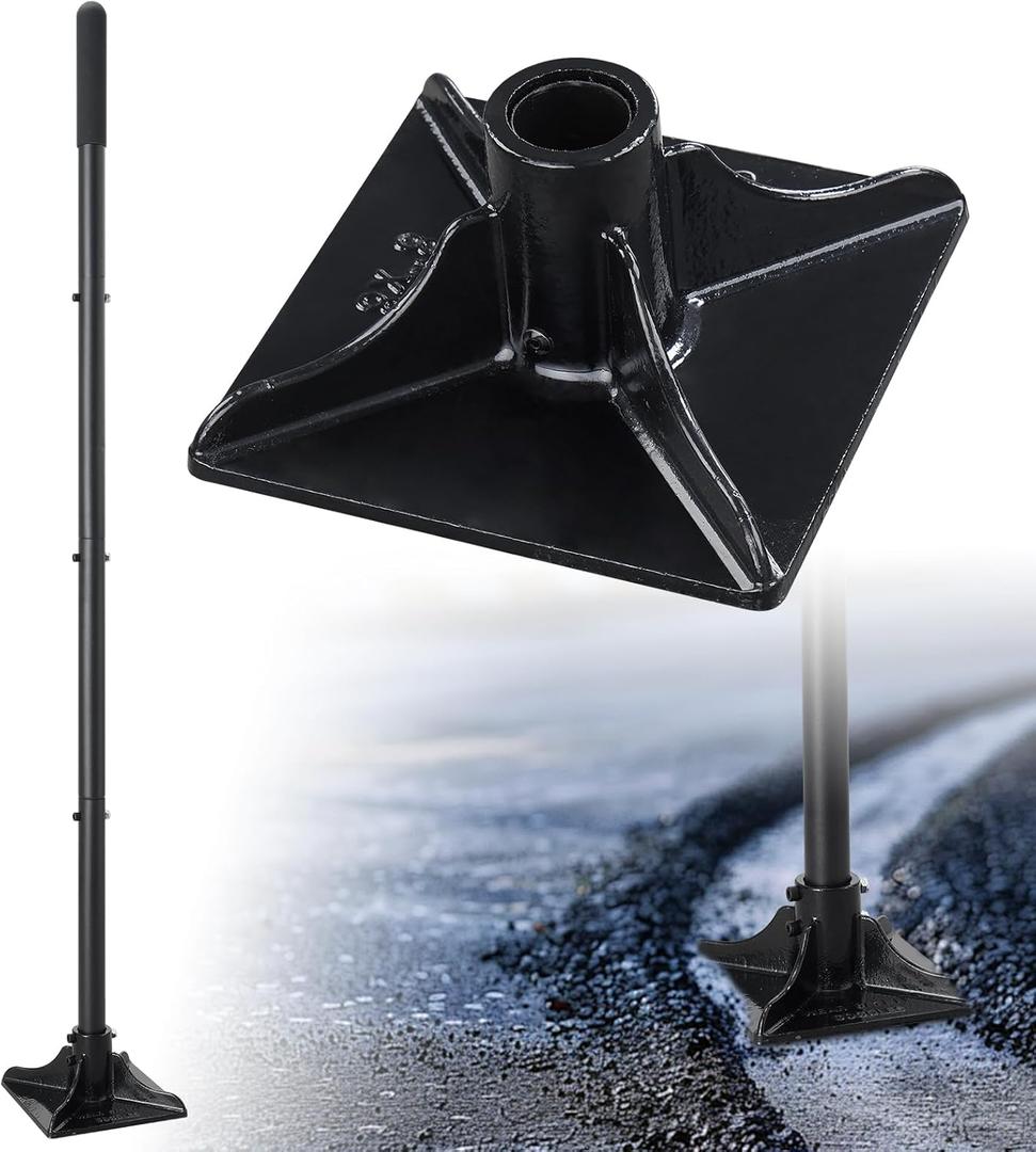 Steel Tamper Tool, 58" Heavy Duty Garden Landscaping Tools with Long Handle, 8x8 Square Dirt Hand Tamper Gardening Tool Set with Rubber Grip for Leveling Ground, Soil, Sand, Driveway